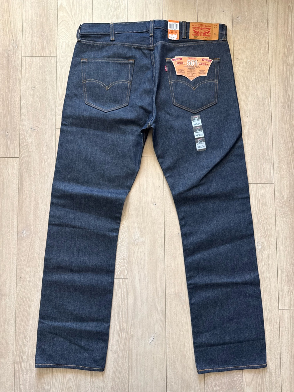 Levi’s 501 Men’s 38x34 Indigo Blue Raw Unwashed Denim Jeans Pants NWT